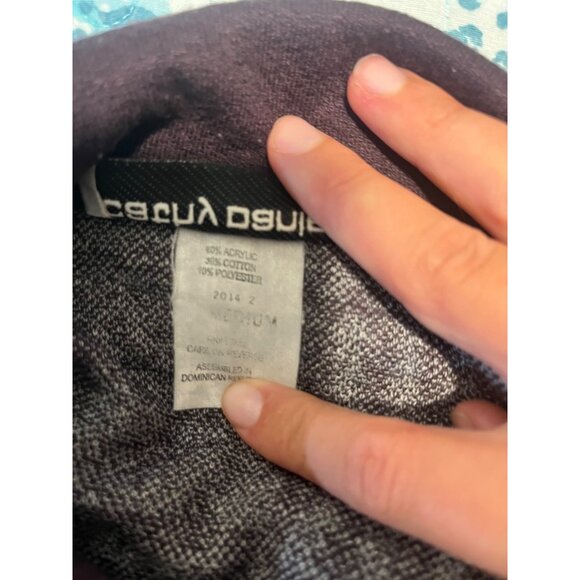 Cathy Daniels Womens Plaid Knit Cardigan Sweater Button Up Sz M Burgundy Gray - Picture 7 of 8